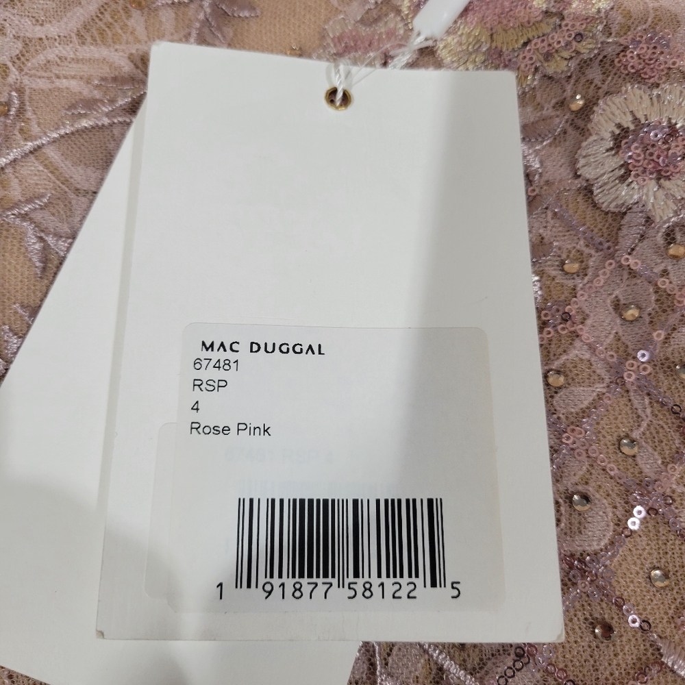 Mac Duggal 67481 Pink Floral Embellished Sleeveless Plunge Neck Gown NWT Size 4 - Picture 15 of 15
